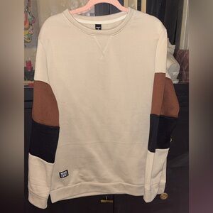 Men's Crewneck Sweater - Cream, Brown, and Black